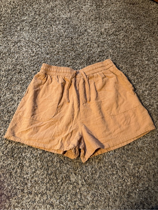Pants - Women's Lightweight Drawstring Shorts - Peach/orange